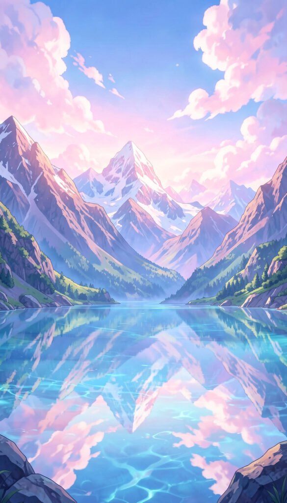 Paisaje de Montaña Fantasía - Fondos Anime Aesthetic para Celular