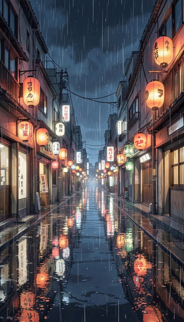 Calle Nocturna Japonesa - Fondos Anime Aesthetic para Celular