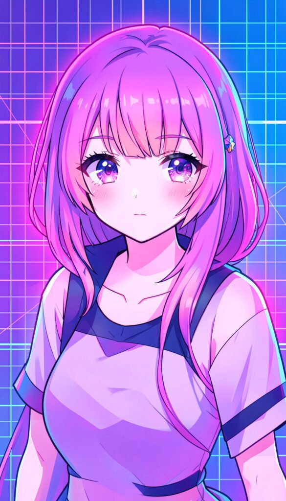 Retrato de Chica Vaporwave - Fondos Anime Aesthetic para Celular
