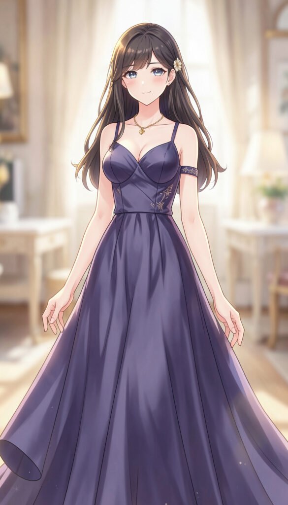 Chica Elegante en Vestido Largo - Fondos de pantalla anime chicas 4K