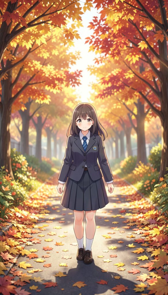 Chica Escolar en Otoño - Fondos de pantalla anime chicas 4K