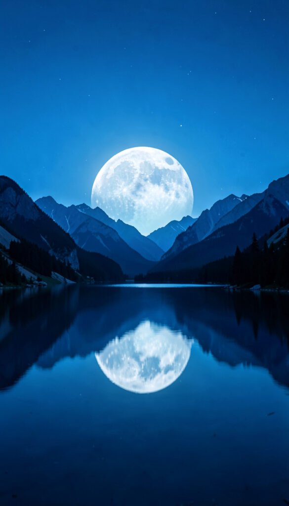 Luna reflejada en un lago - Fondos Aesthetic de Luna para