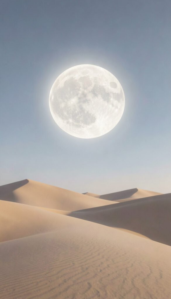 Luna sobre paisaje de desierto - Fondos Aesthetic de Luna para