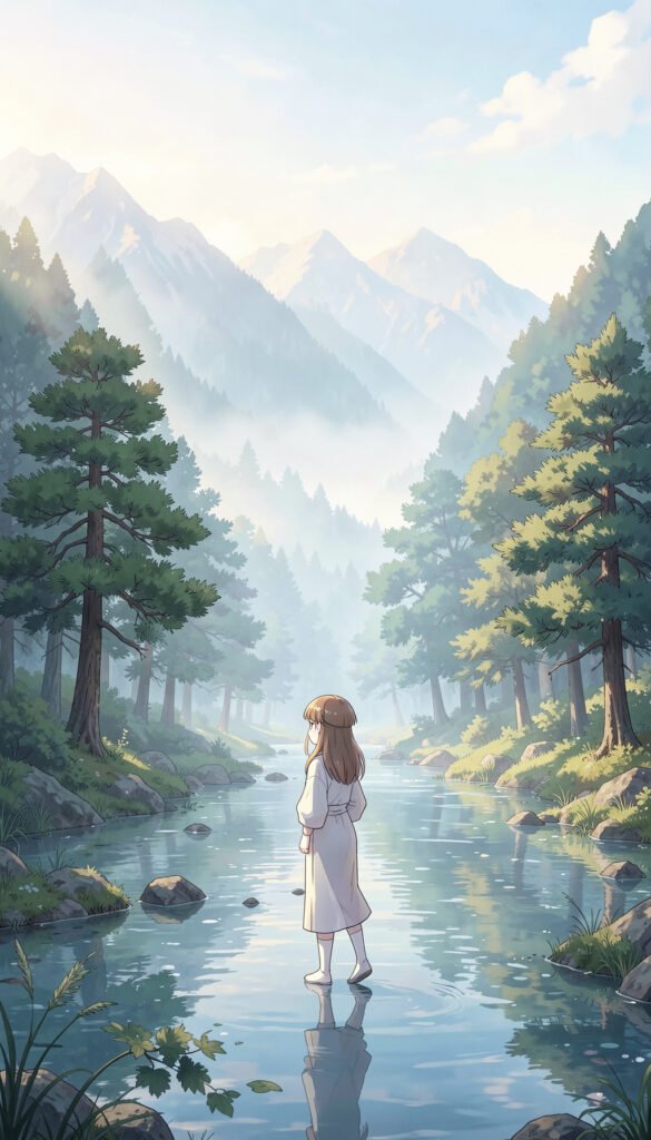 Paisaje de Montañas y Niebla - Fondos de Anime Japonés para