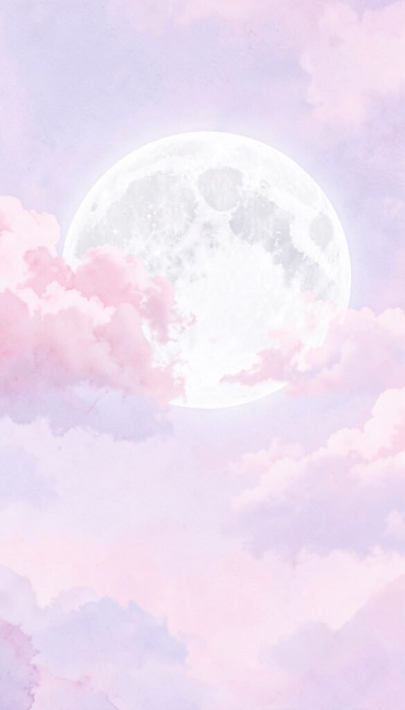 Luna entre nubes de acuarela - Fondos Aesthetic de Luna para