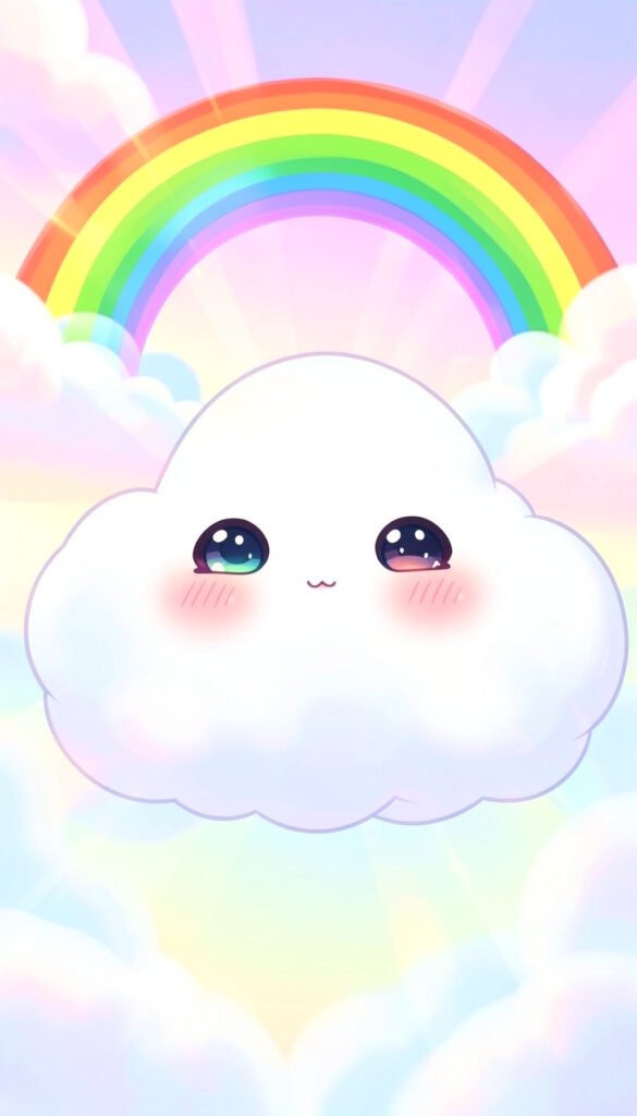 Nube kawaii arcoíris - Fondos Kawaii Anime para iPhone