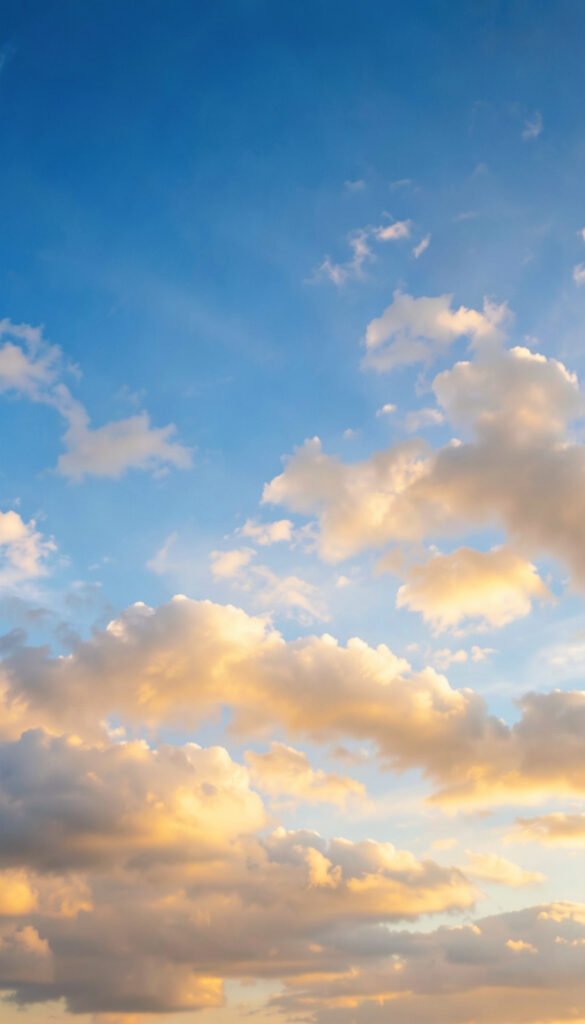 Atardecer con nubes doradas - Fondos de Cielo Azul con