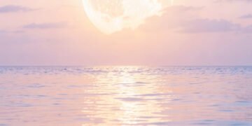 Luna llena sobre el mar - Wallpapers de Atardecer y Luna