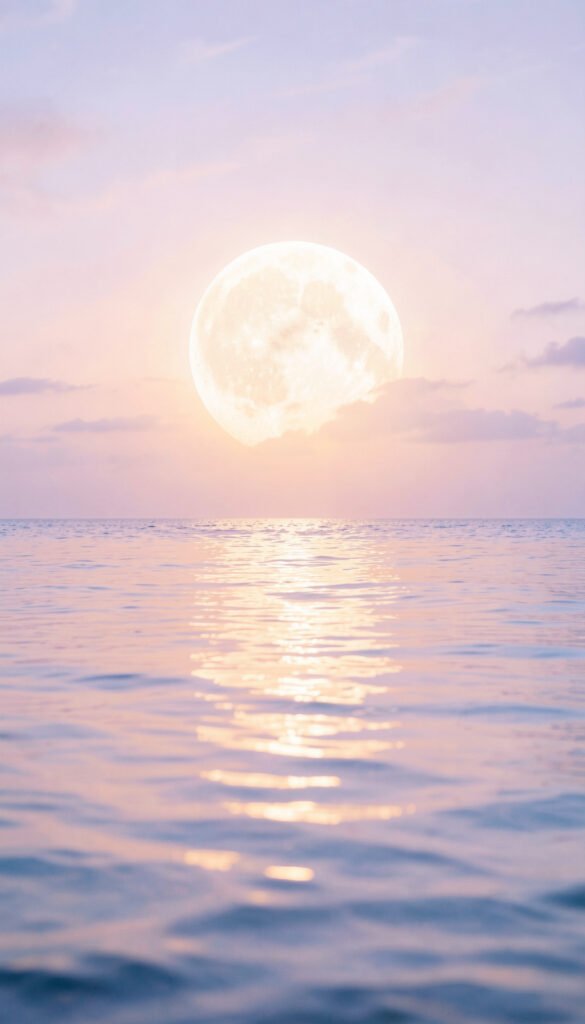 Luna llena sobre el mar - Wallpapers de Atardecer y Luna