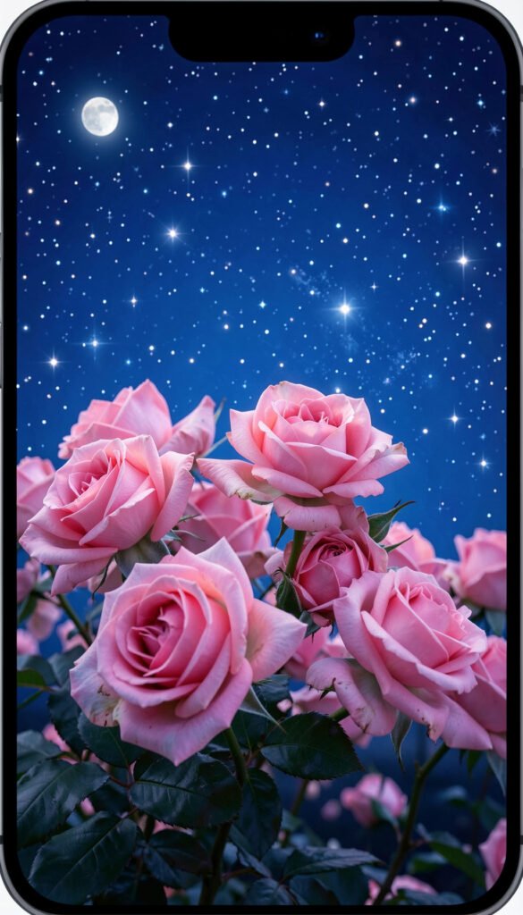 Rosas bajo estrellas - fondos de pantalla rosas cielo nocturno