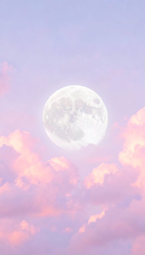 Nubes rosadas y luna brillante - Wallpapers de Atardecer y Luna