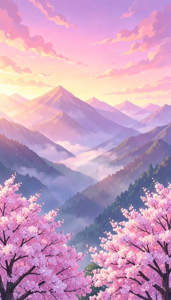 Amanecer en la Montaña - fondos anime paisajes alta calidad
