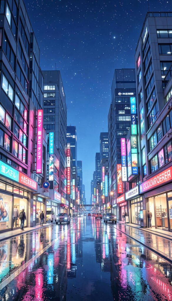 Ciudad Nocturna Brillante - fondos anime paisajes alta calidad