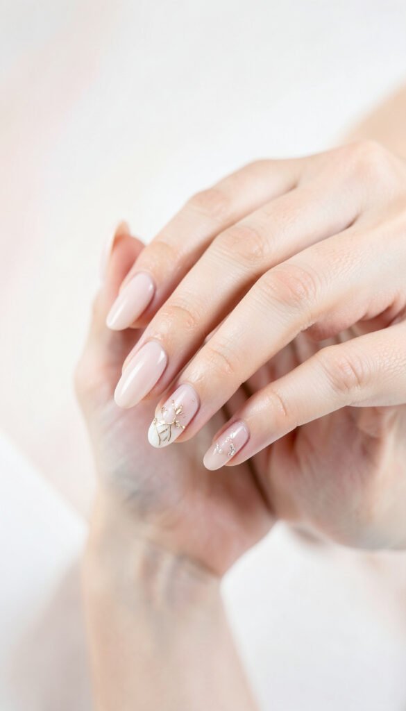 Clásico Blanco y Nude - uñas minimalistas elegantes