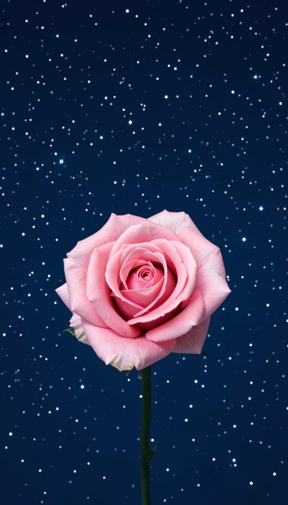 Rosa solitaria y estrellas - fondos de pantalla rosas cielo nocturno
