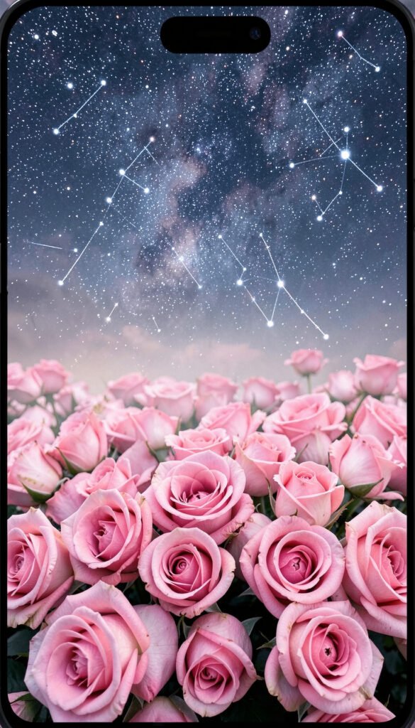 Rosas y constelaciones - fondos de pantalla rosas cielo nocturno