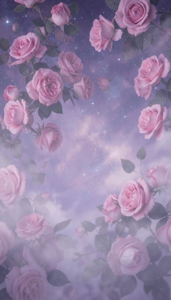 Bruma nocturna y flores - fondos de pantalla rosas cielo nocturno