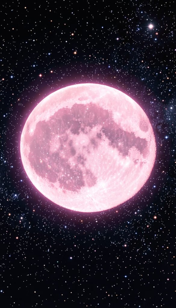 Luna rosa y estrellas brillantes - Fondos de Luna y Estrellas