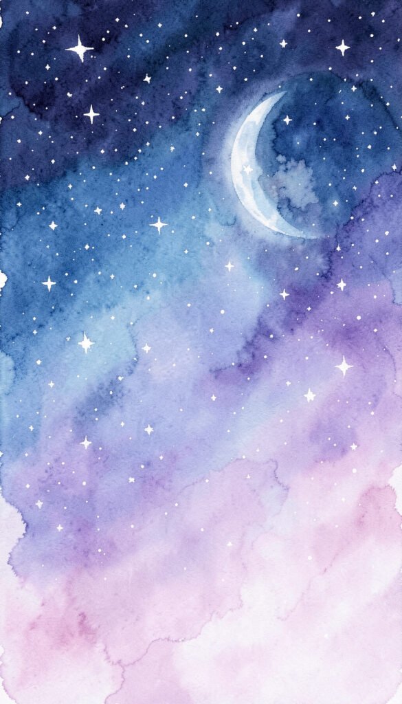 Cielo Nocturno Estilo Acuarela - Wallpapers Bonitos de Estrellas y