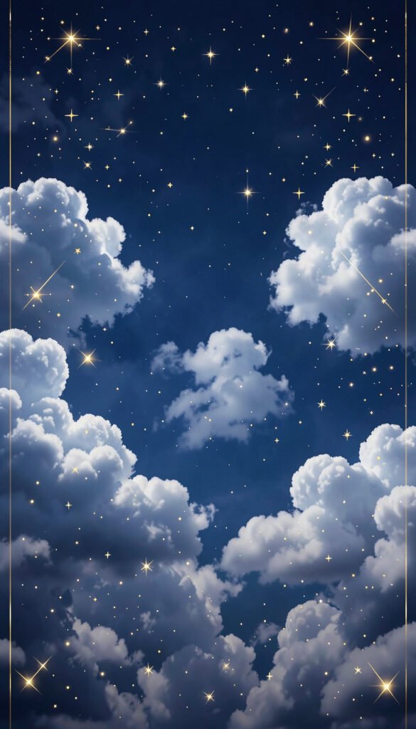 Nubes y Estrellas Doradas - Wallpapers Bonitos de Estrellas y