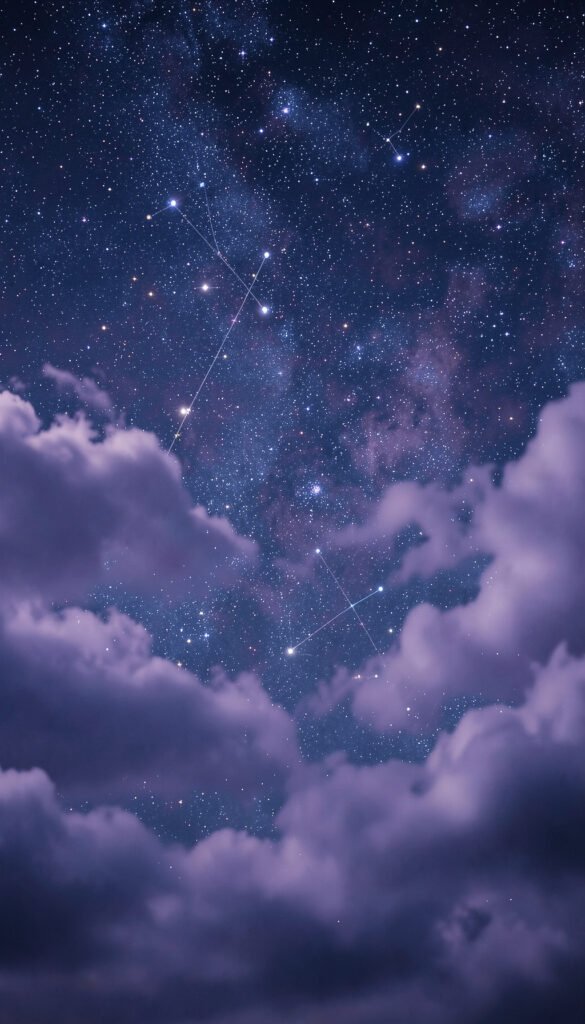 Nubes Nocturnas y Constelaciones - Fondos Aesthetic de Noche y