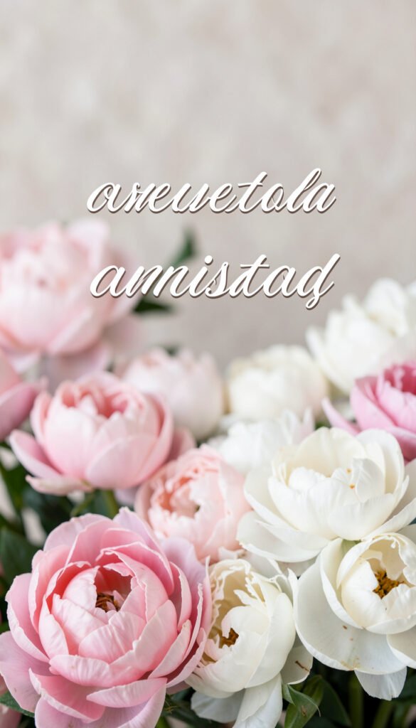Peonías y Mensaje de Amistad - Flores con Frases Bonitas para