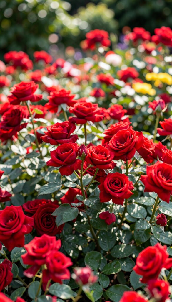 Jardín de Rosas y Flores Rojas - flores rojas y rosas alta resolución
