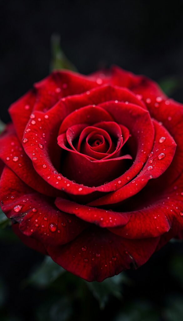 Rosa Roja en Gotas de Agua - flores rojas y rosas alta resolución