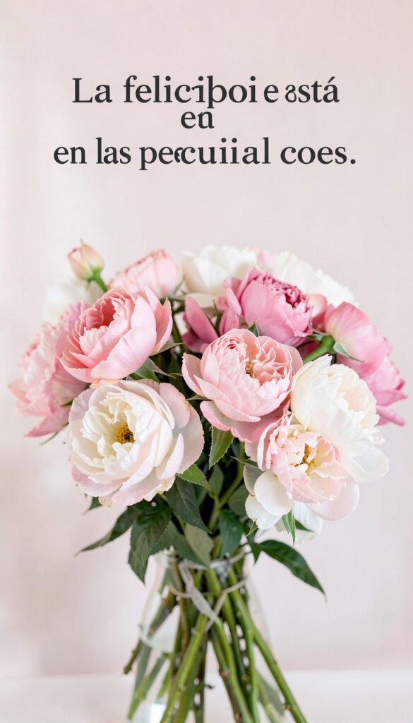 Peonías y felicidad - Imágenes de Flores con Frases