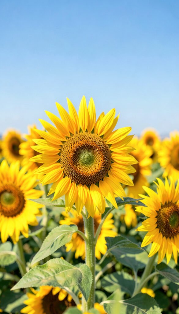 Girasoles bajo el sol - flores amarillas hermosas