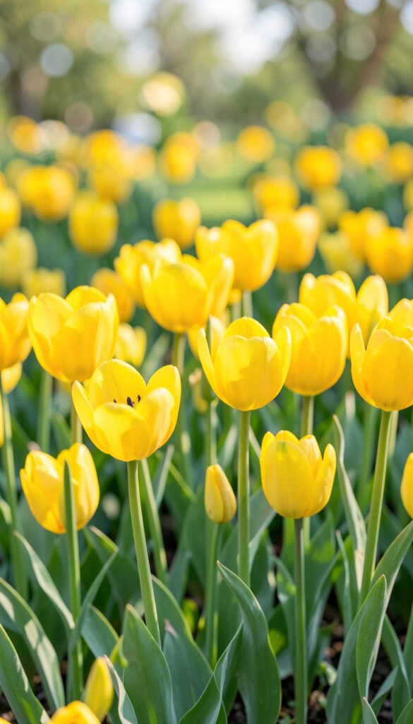 Tulipanes amarillos en primavera - flores amarillas hermosas