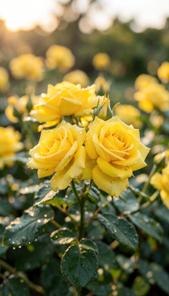 Rosas silvestres al amanecer - flores amarillas hermosas