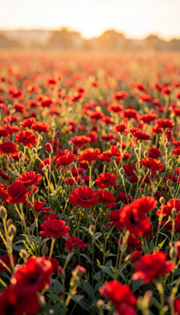 Flores Rojas al Atardecer - Imágenes de Flores Rojas y