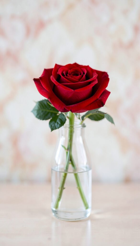 Rosa Roja en Cristal - Imágenes de Flores Rojas y