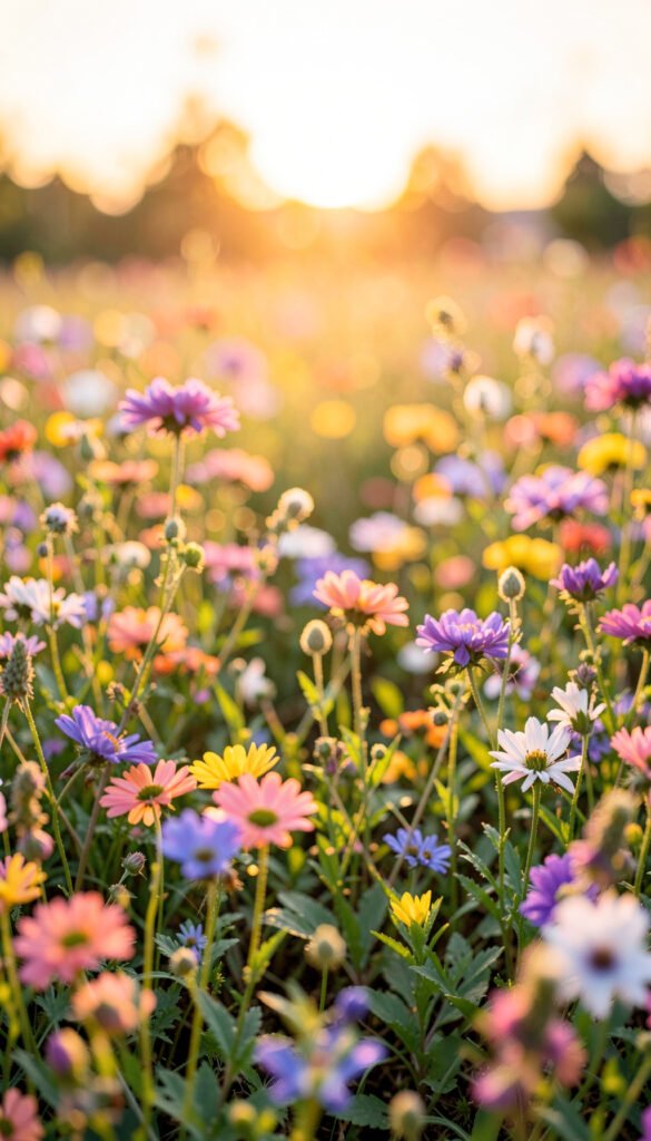 Flores silvestres al atardecer - flores para redes sociales
