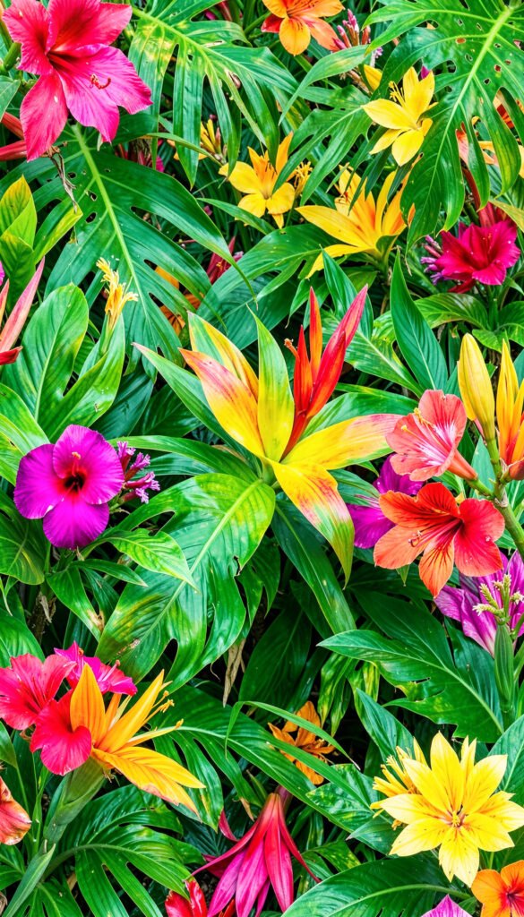 Jardín tropical vibrante - flores para redes sociales