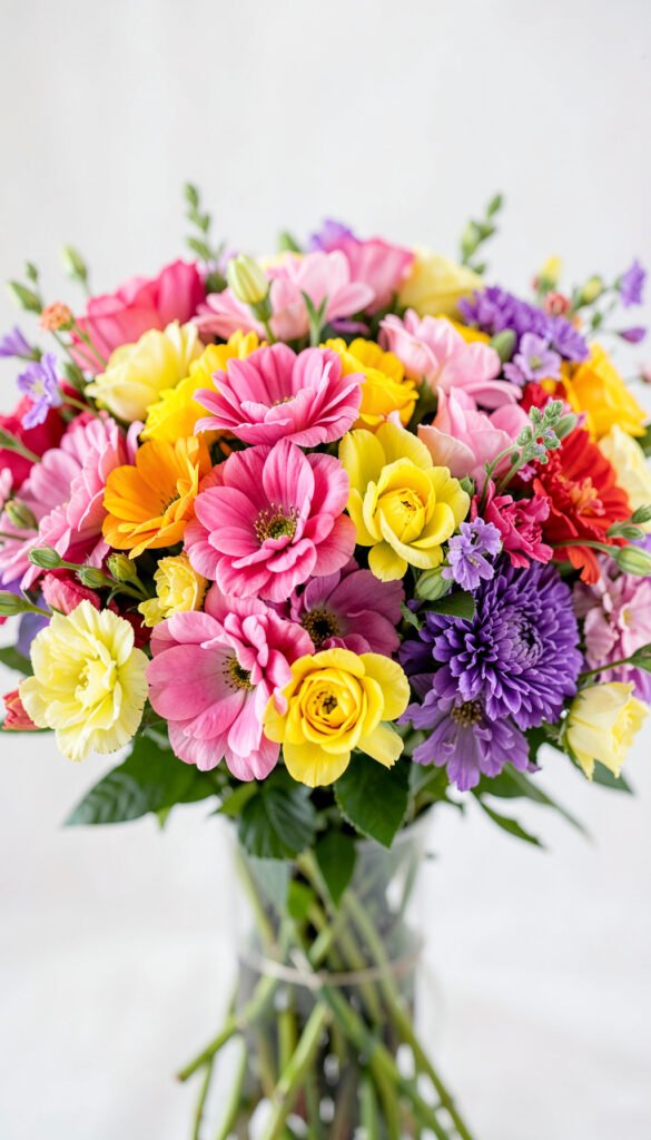 Ramo vibrante en primer plano - Flores coloridas HD gratis