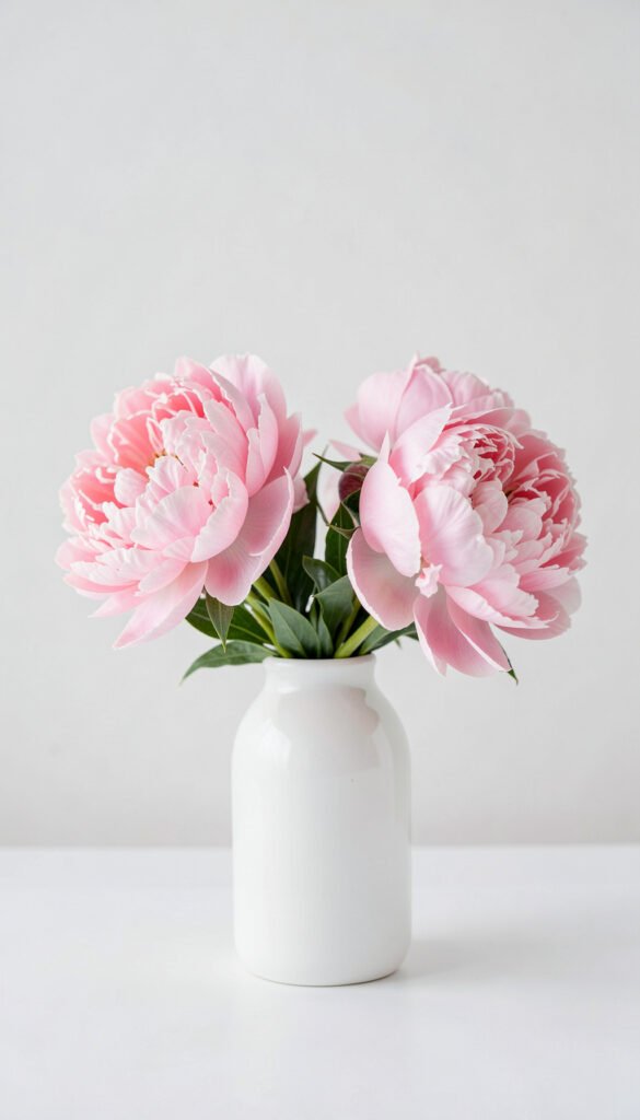 Peonías rosadas en jarrón minimalista - Flores coloridas HD gratis