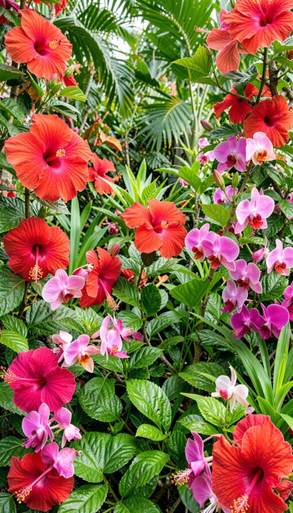 Jardín tropical exótico - Flores coloridas HD gratis