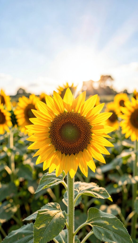 Girasoles Bajo el Sol - Flores Primaverales con Paisajes Naturales
