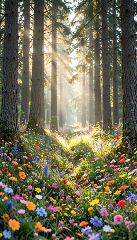 Bosque de Flores Silvestres - Flores Primaverales con Paisajes Naturales