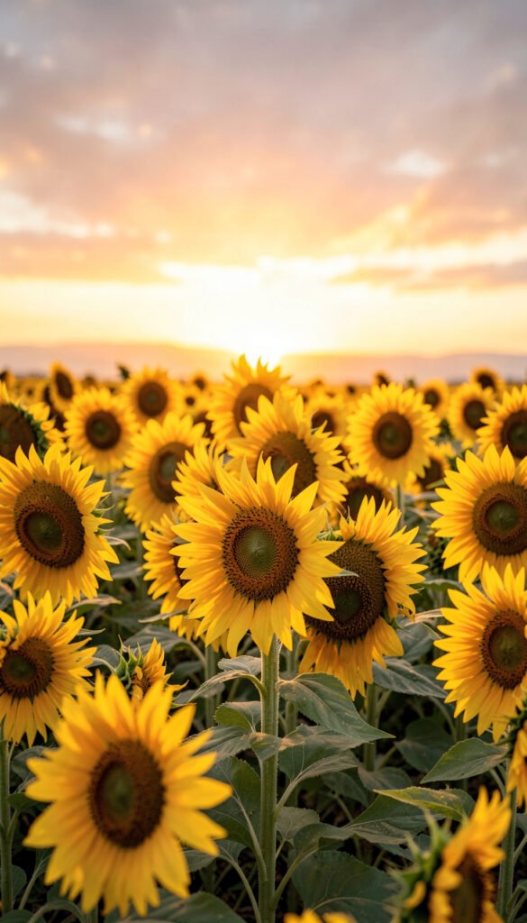 Girasoles al atardecer - Imágenes de flores coloridas