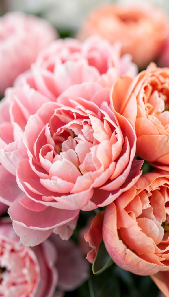Peonías rosadas y coral - Imágenes de flores coloridas
