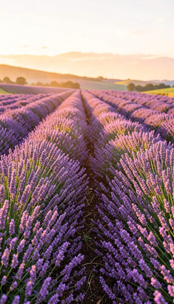 Lavandas al Atardecer - Imágenes de Flores Primaverales con