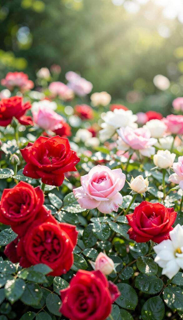Jardín de Rosas en Primavera - Imágenes de Flores Primaverales con