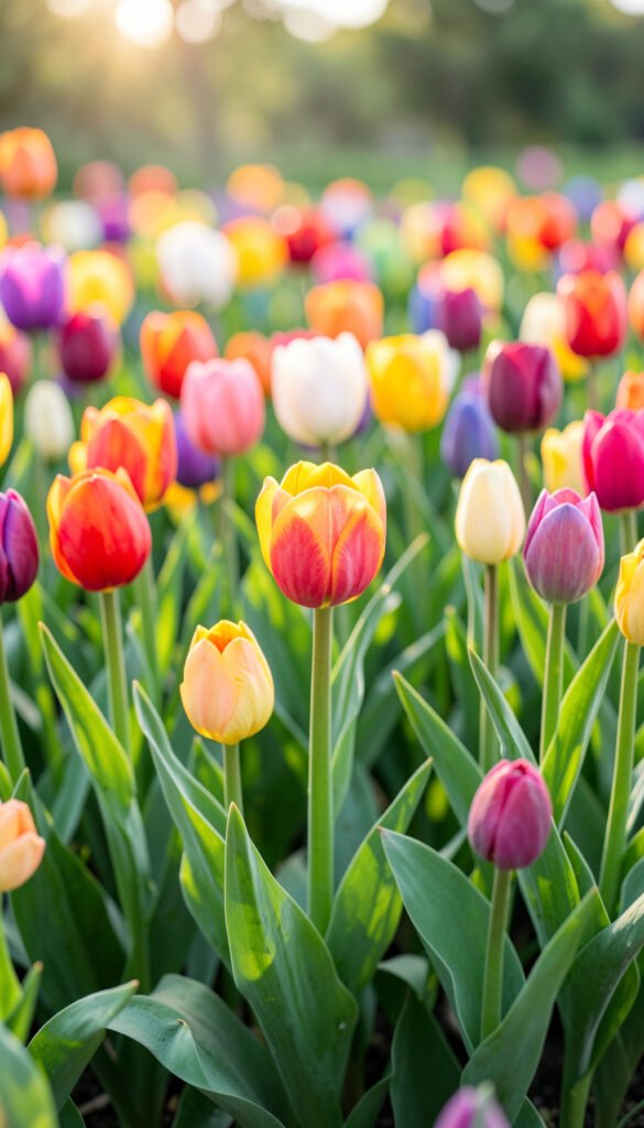Jardín de Tulipanes Multicolor - Flores naturales 4K