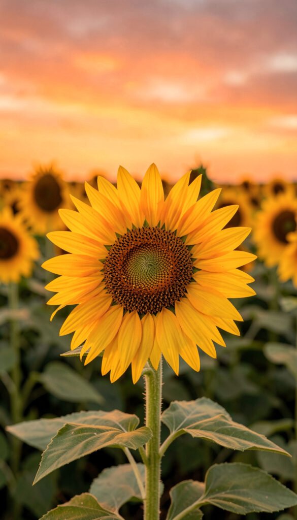 Campo de Girasoles al Atardecer - imágenes de flores gratis
