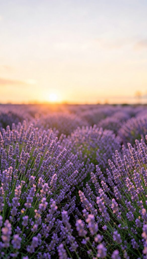 Lavanda en el Atardecer - Flores naturales 4K