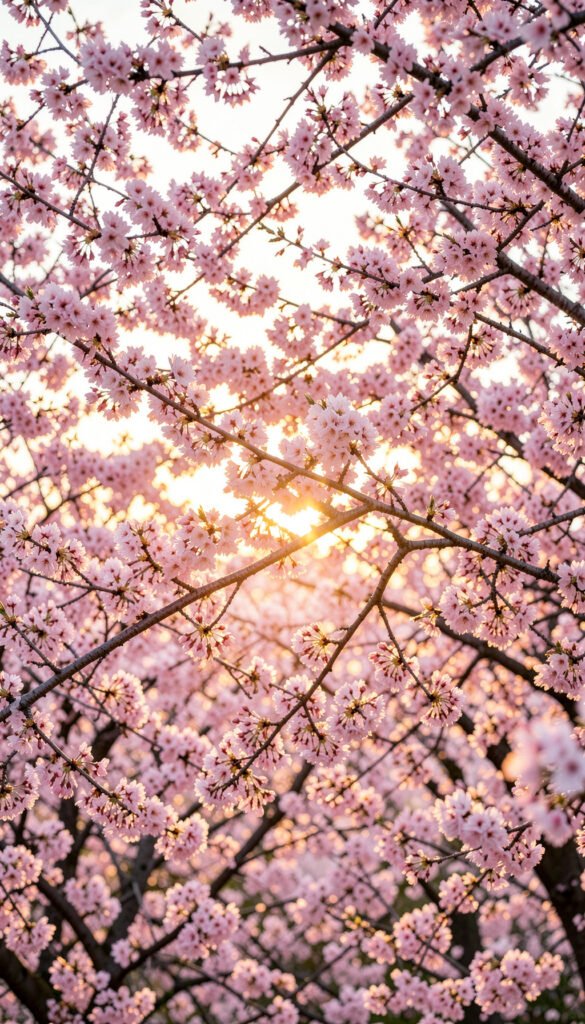 Cerezos en flor al atardecer - Imágenes de Flores para Estados