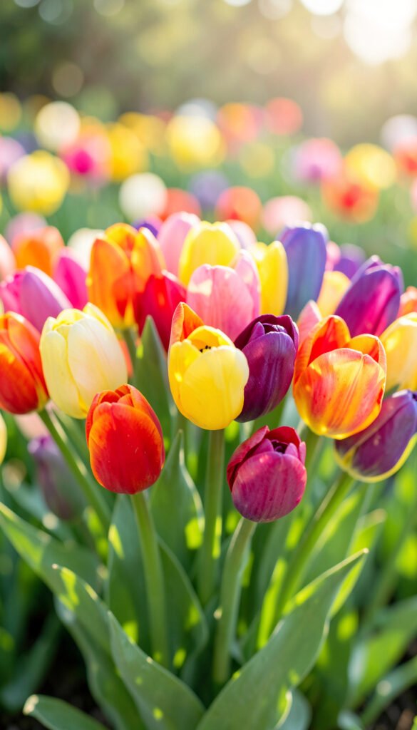 Tulipanes multicolores - Imágenes de flores naturales 4K